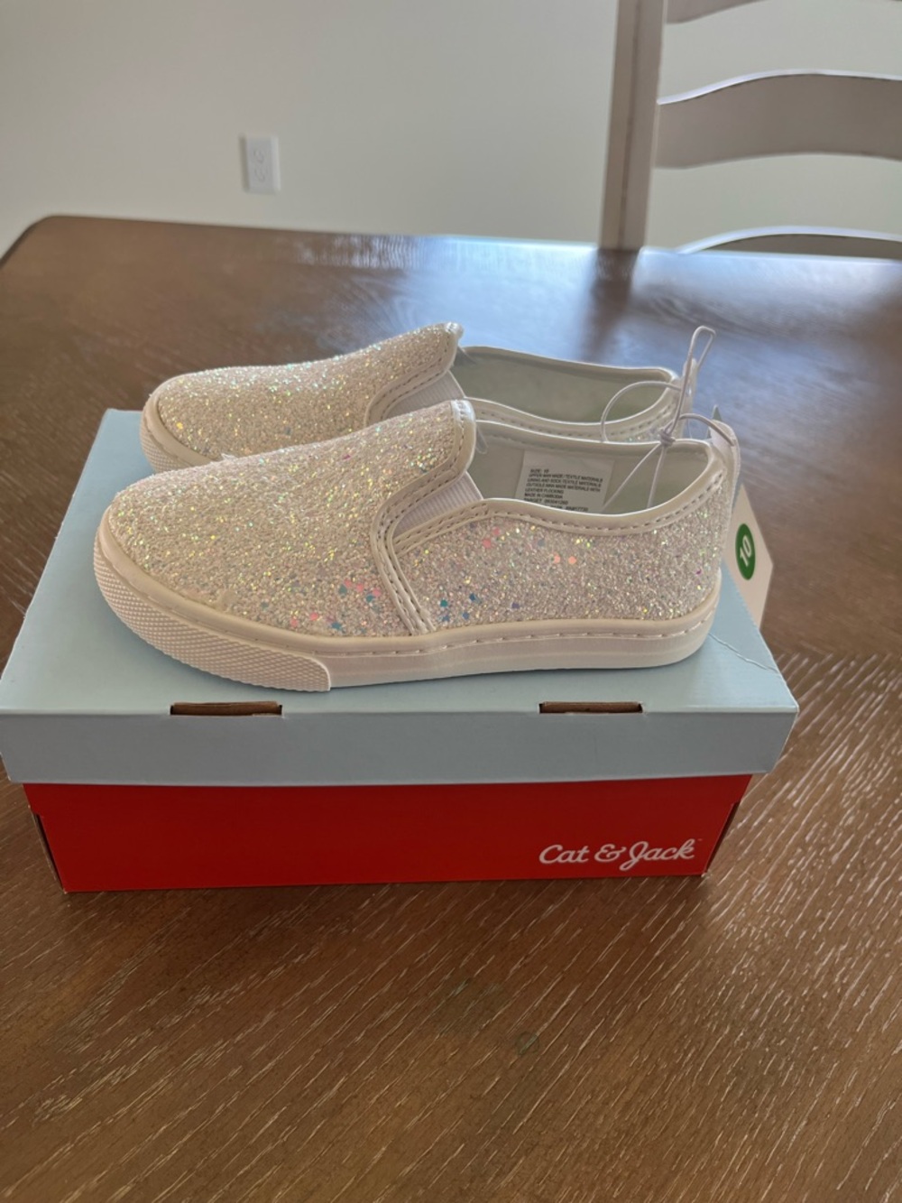 Cat & Jack White Glitter Slip-On Kids Sneakers